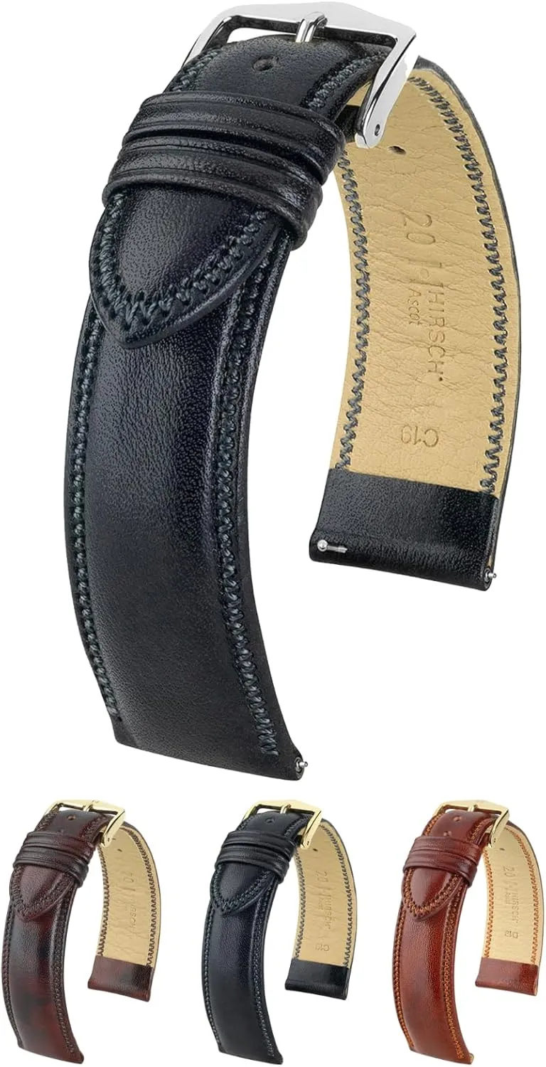 - 18mm-20mm - Choose neighborhood bacteria examination welfare Color & Size - Quick Release Watch Band Hirsch Ascot Calf Leather Watch Strap - Chesterfield English Style 