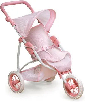 - Adjustable Handle, Canopy, Straps & Basket - Fits 18-22" Dolls, Lightweight Toy snowstorm for Girls Ages 3  - Pink Gingham Design Badger Basket Foldable Jogging Style Doll Stroller 