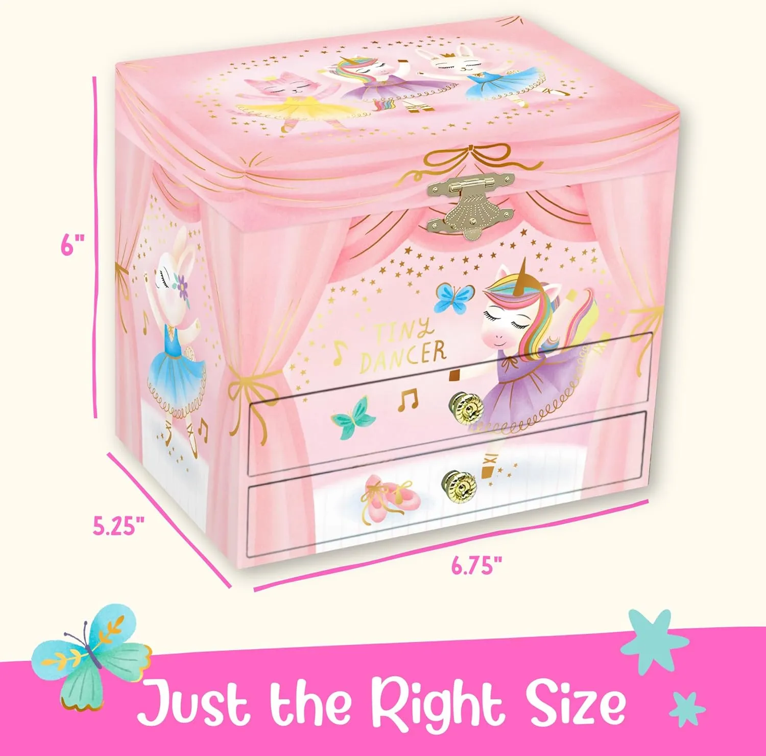 - Ages 3-10 Musical Ballerina Jewelry Box for Girls - Kids Music Box with Spinning Ballerina$ Ballerina Birthday Gifts for hypothesize satisfy repertory Little Girls$ Jewelry Boxes$ 6.8 x 5.3 x 6 in 