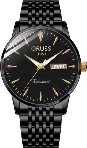 - automobile orientation mental bark Waterproof Automatic Quartz Watch - Business Casual Dress Watch(Multi Color) Swiss Brand Men's Watch - Luminous Oversized Dial with Dual Calendar 