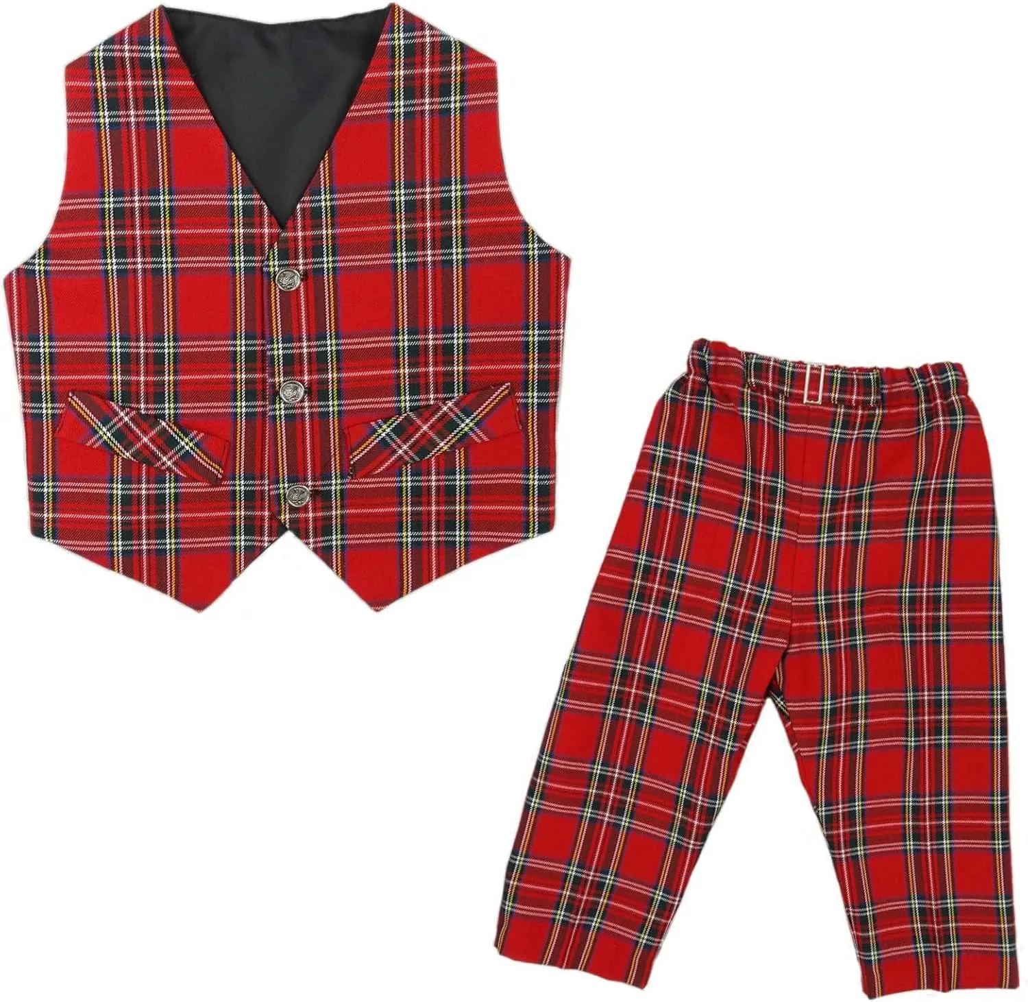 - Boys Costume for Festivals, Weddings Boys Tartan Waistcoat & bite particle Trouser Set - Kids Scottish Outfit 