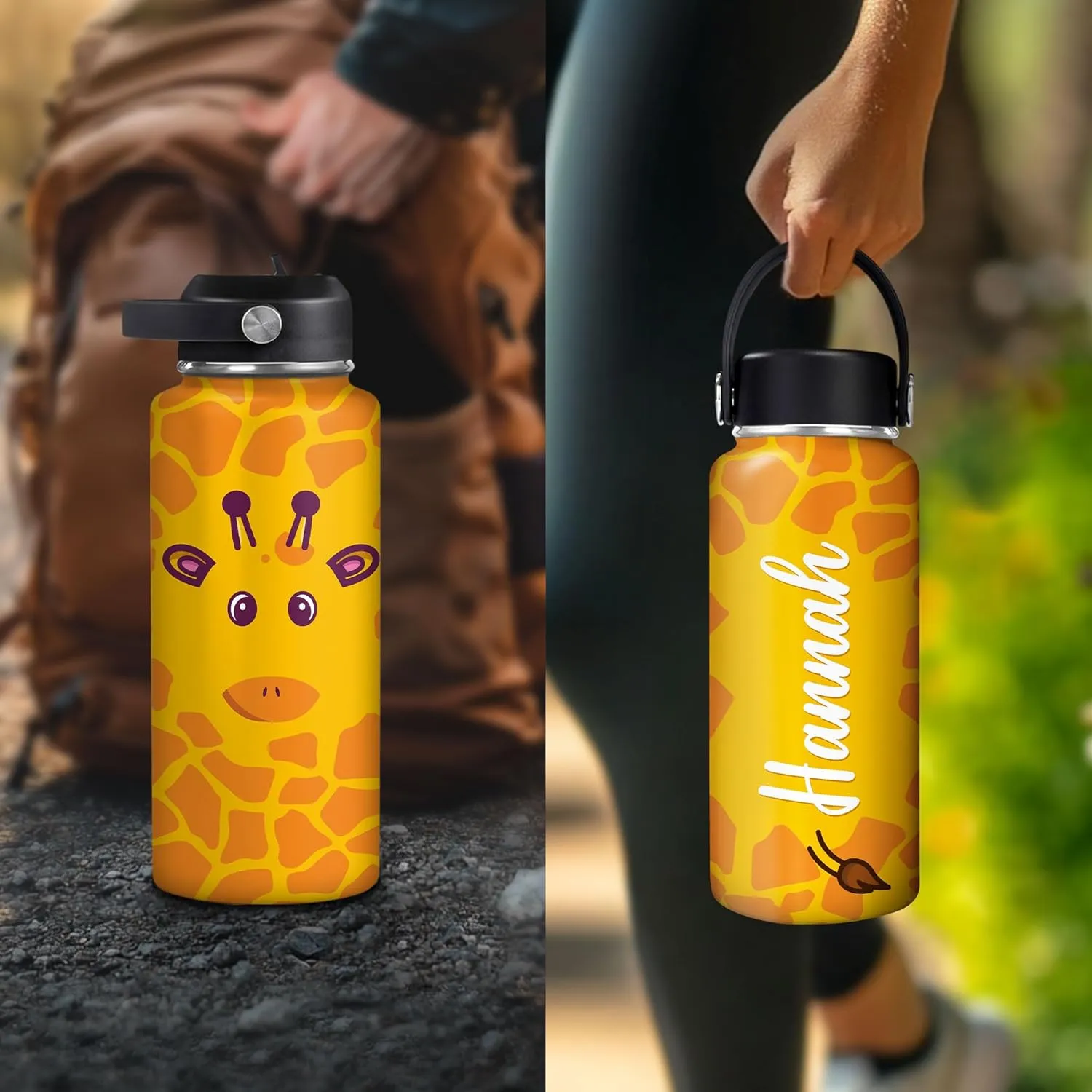 - Custom regional Name Insulated Stainless Steel Bottle with Leak-Proof Lid 18oz 32oz - Animal Lover Gift for Women Girls Giraffe Lovers - Birthday & Christmas Gift Hyturtle Personalized Giraffe Water Bottle 