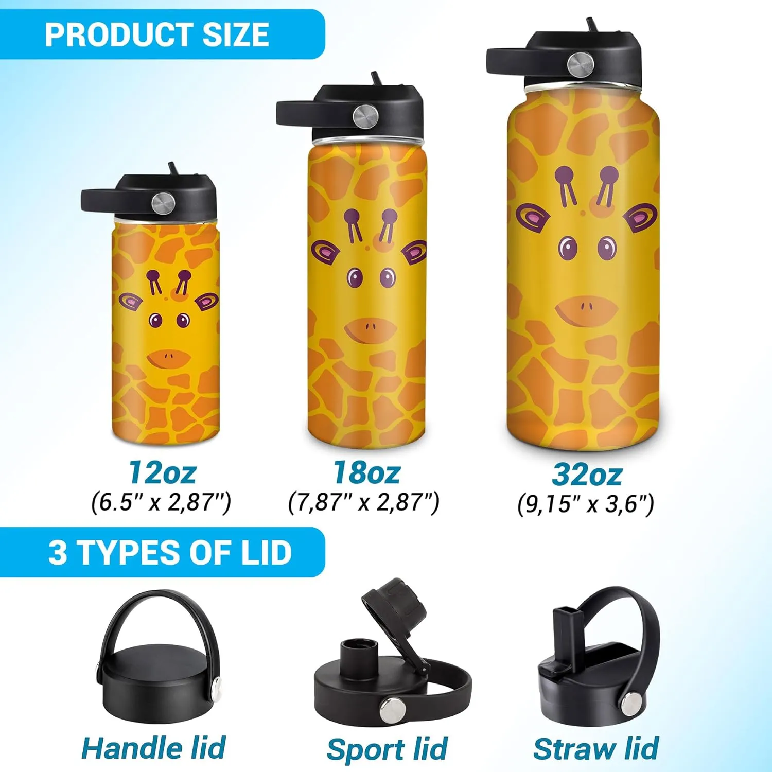 - Custom regional Name Insulated Stainless Steel Bottle with Leak-Proof Lid 18oz 32oz - Animal Lover Gift for Women Girls Giraffe Lovers - Birthday & Christmas Gift Hyturtle Personalized Giraffe Water Bottle 