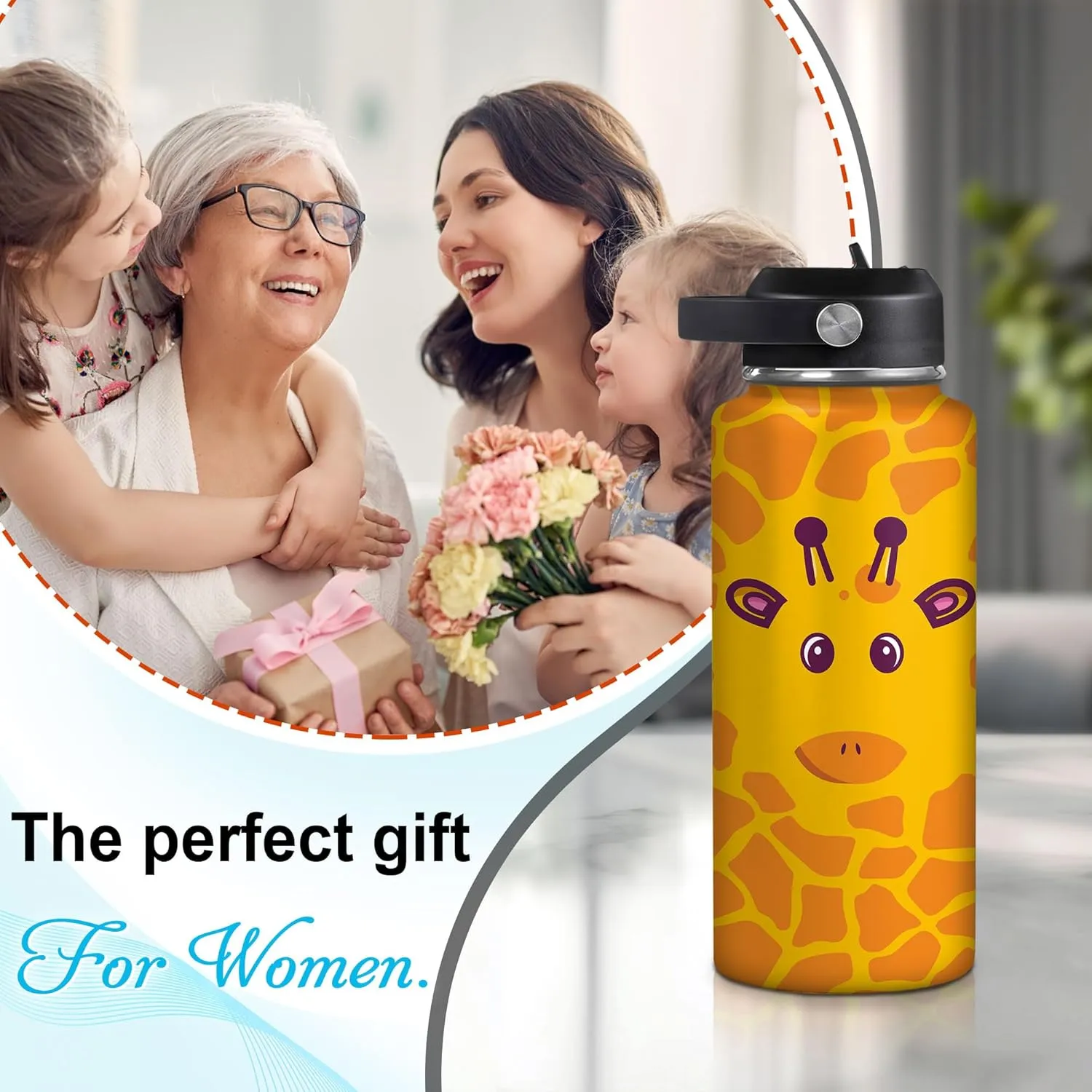 - Custom regional Name Insulated Stainless Steel Bottle with Leak-Proof Lid 18oz 32oz - Animal Lover Gift for Women Girls Giraffe Lovers - Birthday & Christmas Gift Hyturtle Personalized Giraffe Water Bottle 