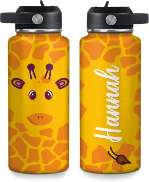 - Custom regional Name Insulated Stainless Steel Bottle with Leak-Proof Lid 18oz 32oz - Animal Lover Gift for Women Girls Giraffe Lovers - Birthday & Christmas Gift Hyturtle Personalized Giraffe Water Bottle 
