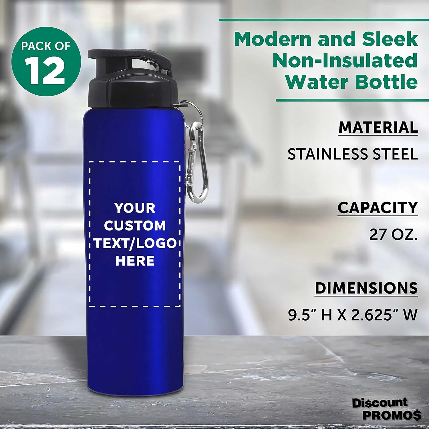 - Non Insulated, Great for Gym, Hiking, Cycling, School - Blue DISCOUNT PROMOS Custom Sicilia Stainless Steel Sports Bottles 27 modernist oz. Set of 12, Personalized Bulk Pack 
