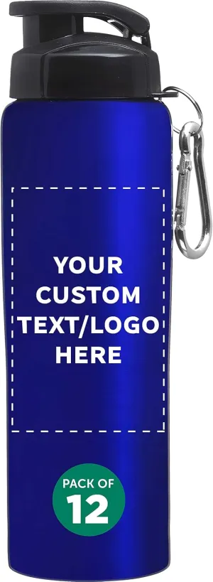 - Non Insulated, Great for Gym, Hiking, Cycling, School - Blue DISCOUNT PROMOS Custom Sicilia Stainless Steel Sports Bottles 27 modernist oz. Set of 12, Personalized Bulk Pack 