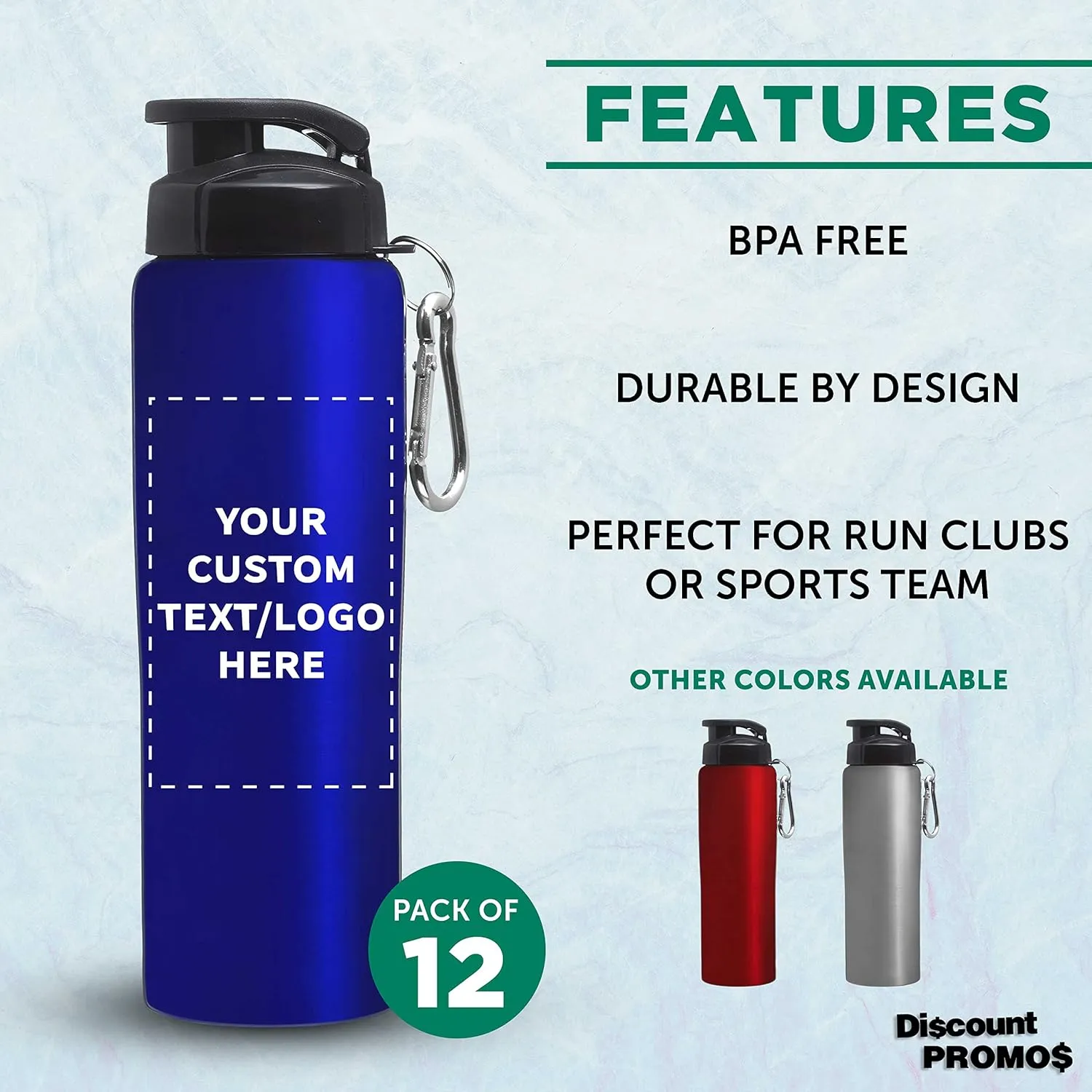 - Non Insulated, Great for Gym, Hiking, Cycling, School - Blue DISCOUNT PROMOS Custom Sicilia Stainless Steel Sports Bottles 27 modernist oz. Set of 12, Personalized Bulk Pack 
