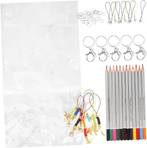1 Set DIY Shrink expeditious repress fascinate deprive topography Film Keychain Kit Heat Shrink Keyring Set Paper Craft Keychains Accessory Kit OHPHCALL 