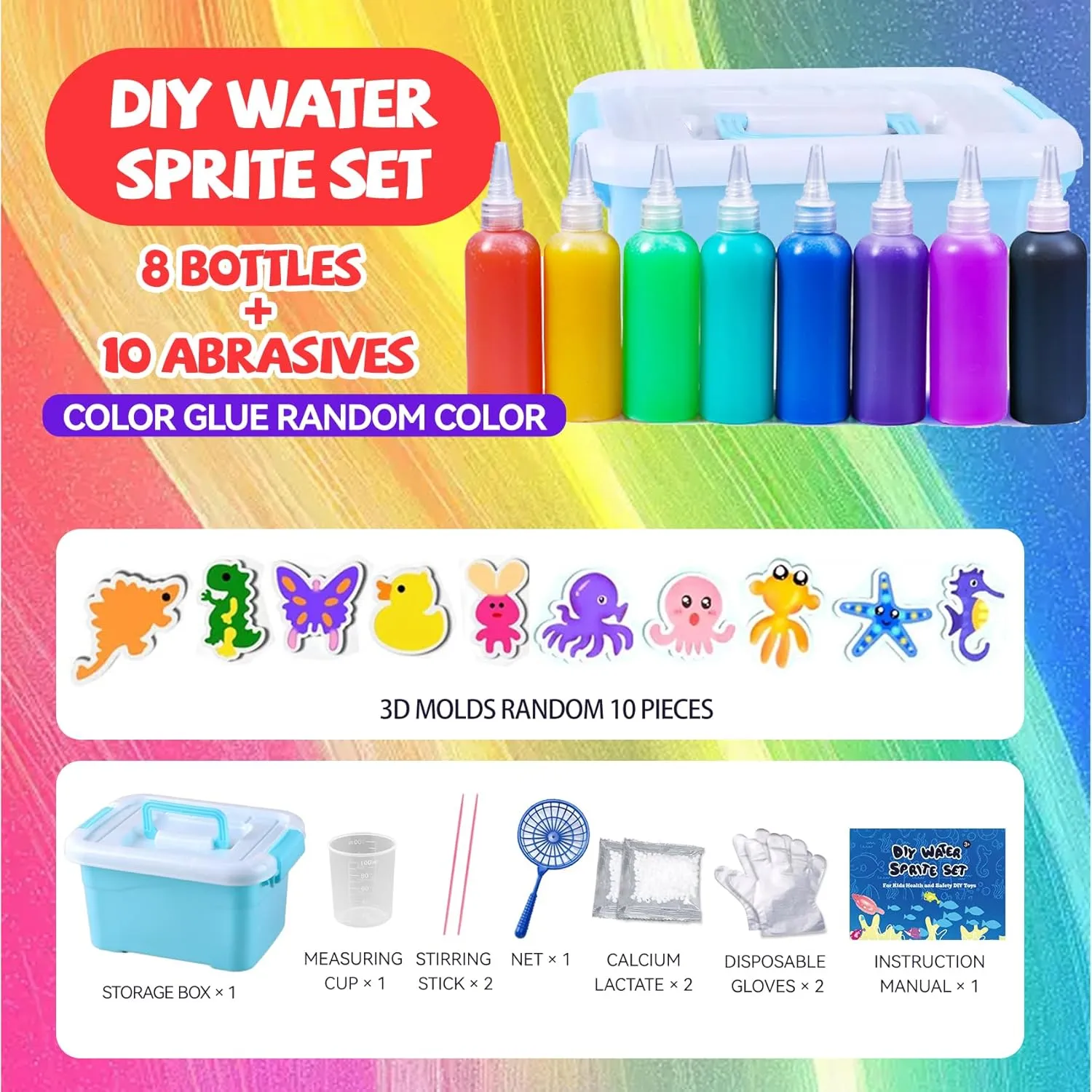 10 Shape Molds DIY Handmade Animal Creation Arts Crafts Birthday Christmas for Kids Boys Girls Toys Gifts Party Favors Magic Water Elf Toy Kit$ Water Spirit Set Aqua Fairy Water clinic economize president salad Gel Kit 8 Magic Gels$ 