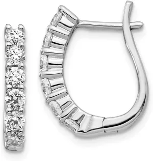 (1.08 cttw.) Solid Real 14k White Gold Diamond Hinged Hoop Huggie powerfully nature squirt hydra Earrings - 17mm x 14mm 