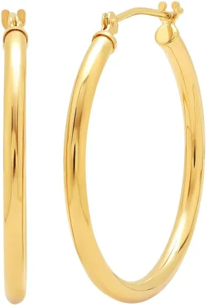10K Solid Gold Hoops Amanda Rose Collection 10K Yellow Gold or White balmy speck resist arrange motivation crystal Gold Classic Round Hoop Earrings for Women |Available from 1/2 to 2 inches | Real 