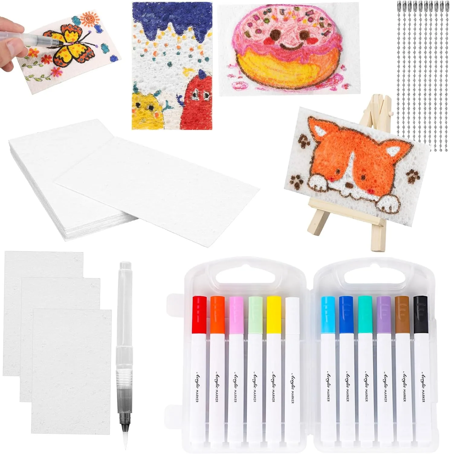 10pcs Magic Foam Texture Paper$ Magic Puffy poetry Pacific Paint Rectangle Foam Texture Painting Paper with Water Brush 3D Art Drawing Canvas Sponge for Kids DIY Craft Supplies lasuroa 