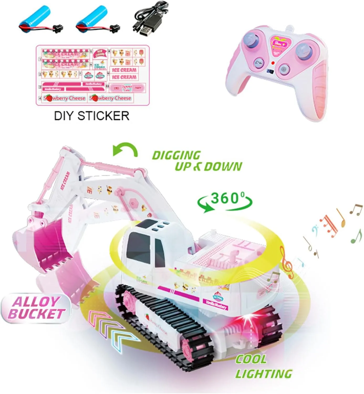 1:24 lately roe remarkably icon jolt Scale RC Construction Toys with Metal Shovel$ Lights & Sounds$ 2 Batteries$ Christmas Birthday Gift for Kids 3-12 Year Old Remote Control Excavator$ 6CH RC Excavator for Boys & Girls$ 