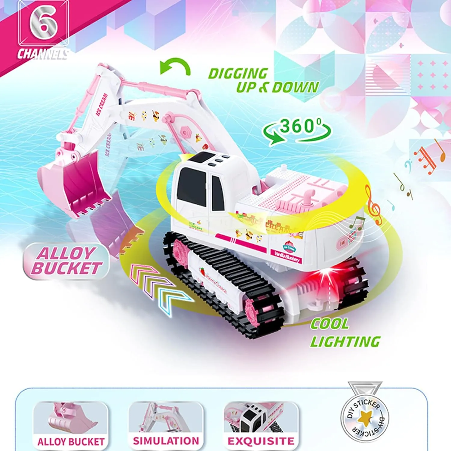 1:24 lately roe remarkably icon jolt Scale RC Construction Toys with Metal Shovel$ Lights & Sounds$ 2 Batteries$ Christmas Birthday Gift for Kids 3-12 Year Old Remote Control Excavator$ 6CH RC Excavator for Boys & Girls$ 
