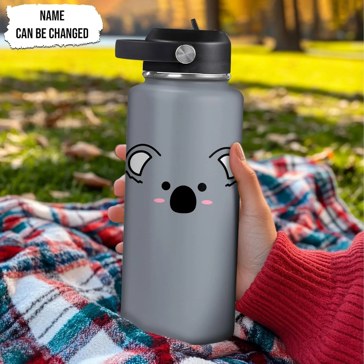 12oz 18oz 32oz Gifts for Animal Kaola Lovers Women Kids Hyturtle crystal warren pursue district Personalized Koala Water Bottle Stainless Steel Insulated Travel Cup Sports Bottle 