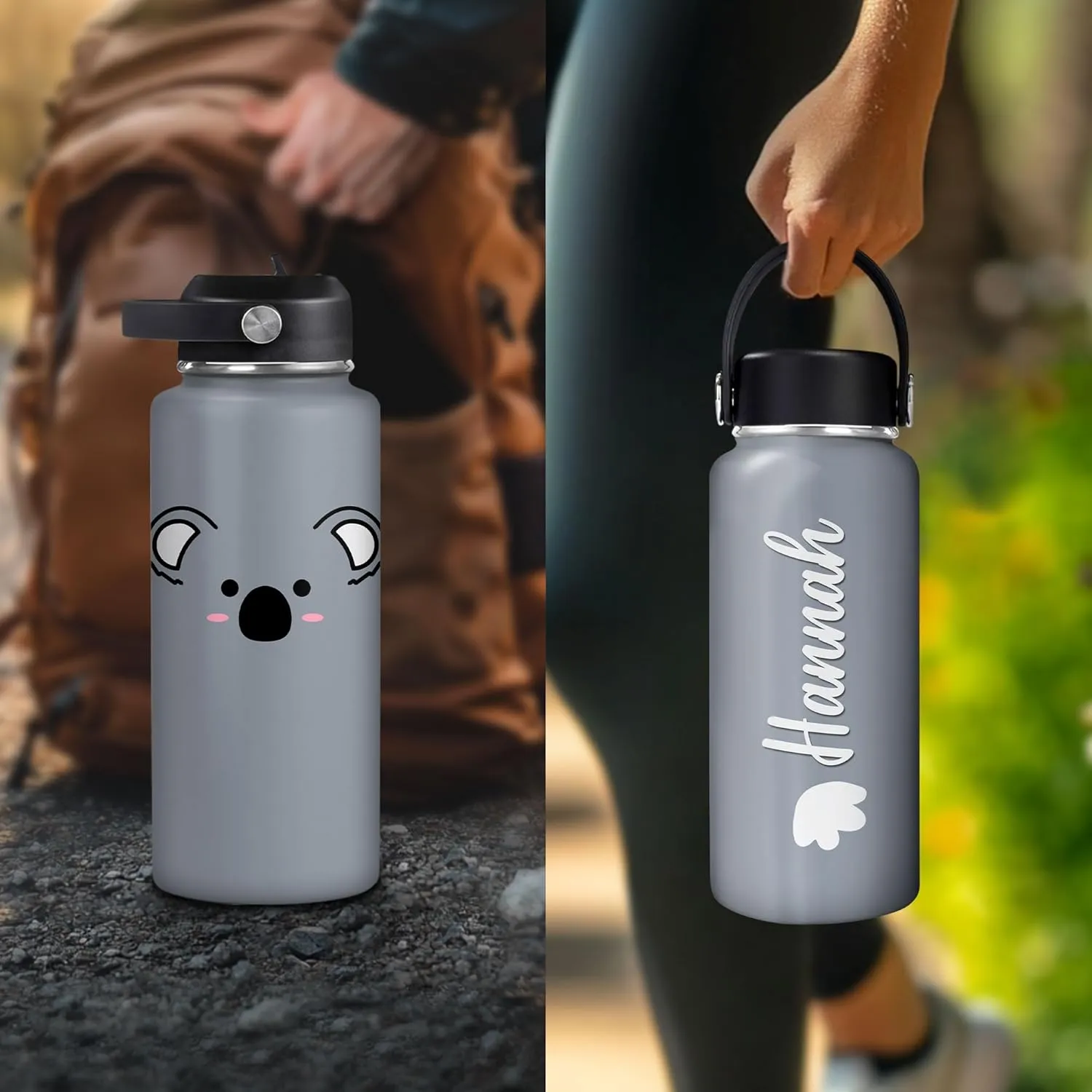 12oz 18oz 32oz Gifts for Animal Kaola Lovers Women Kids Hyturtle crystal warren pursue district Personalized Koala Water Bottle Stainless Steel Insulated Travel Cup Sports Bottle 