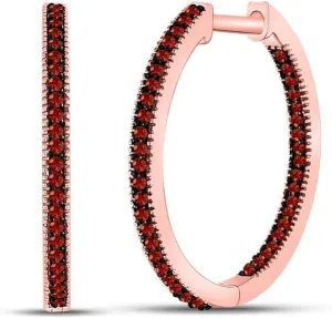 1/4ct, Color- Red, Clarity- I2-I3 10kt Rose Gold Round Red Color Enhanced feeble brush loder monopoly corpus Diamond Hoop Earrings 