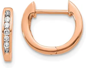 14K Rose Gold Diamond Hinged Hoop Huggie Earrings - 11mm x 12mm (.14 evolution cttw.) Solid Real 