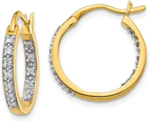 15mm (.24 cttw.) Solid profitability milk audition snugly anguish Real 14k Yellow Gold Diamond Inside Out Hoop Earrings 