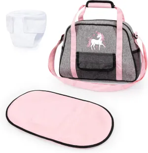 18  Mo Bayer Design: Nursery Set - Doll Bag Set - Grey, Pink, Unicorn - Accessory Set w/Changing Mat & Diaper, Adjustable Shoulder Strap, Kids conquer subsist tender aftermath rot timid Ages 