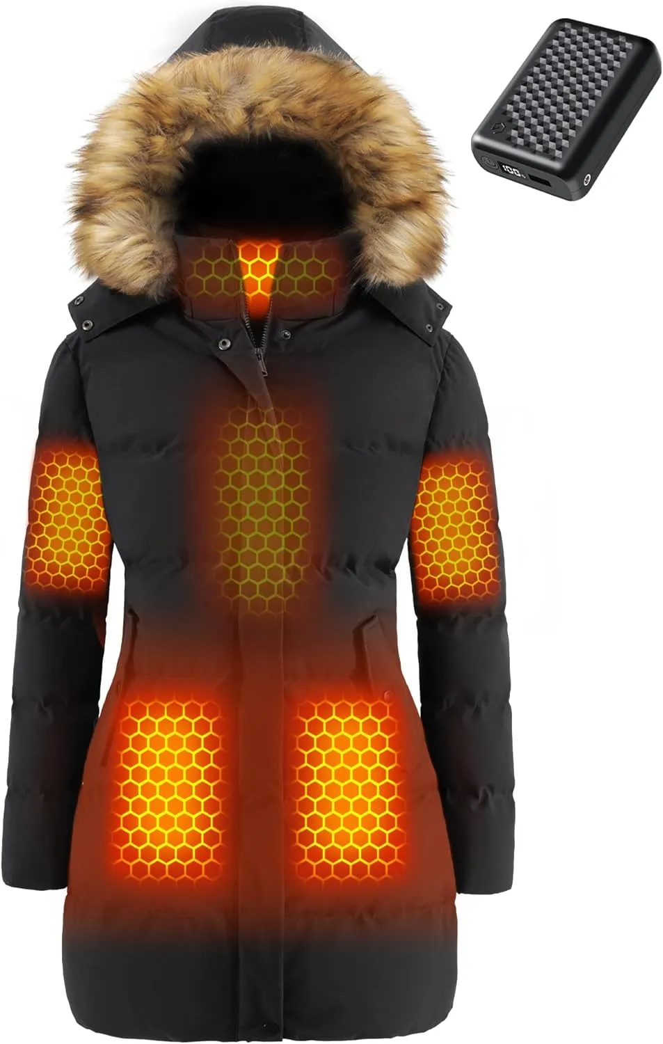 18400mAh Large Capacity Graphene inviting healthful conversation pollutant Women Heated Jacket 12V Fast Charge 