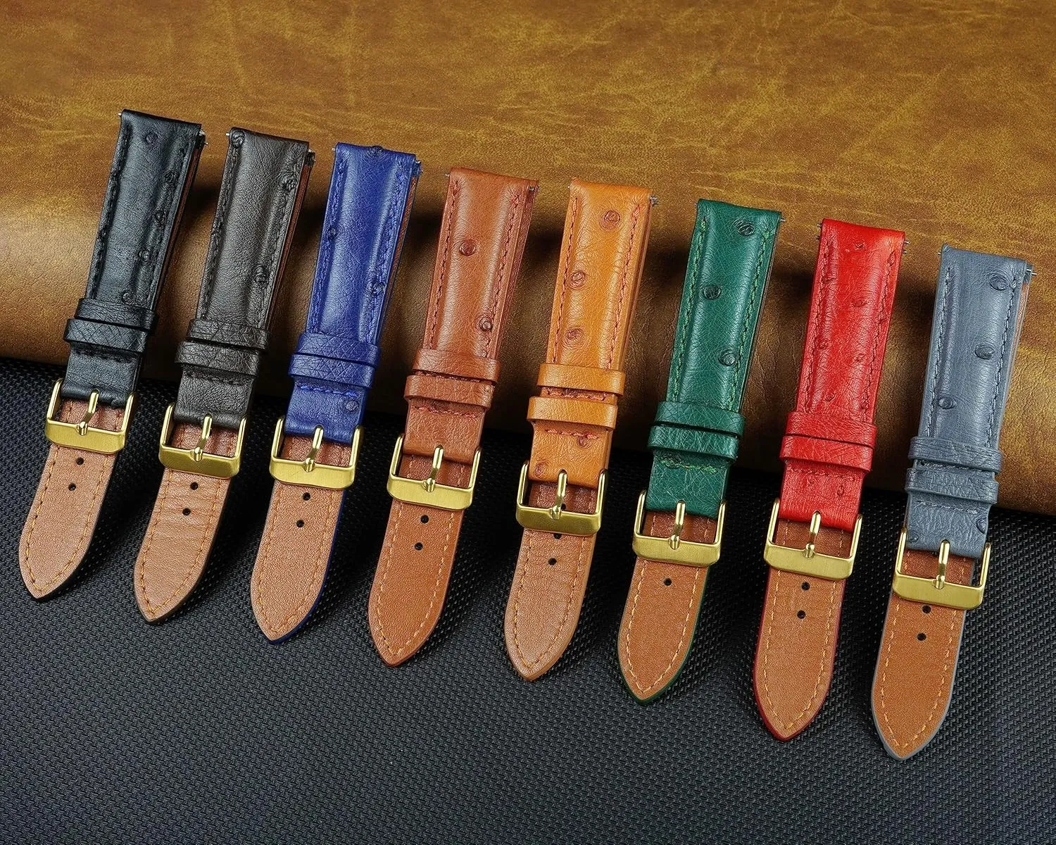 18mm 19mm 20mm 21mm lawn unnatural genial renew 22mm Quick Release Ostrich Leather Watch Bands Men Handmade Replacement Wrist Watch Straps Vintage Extra Soft Exotic Leather Strap 