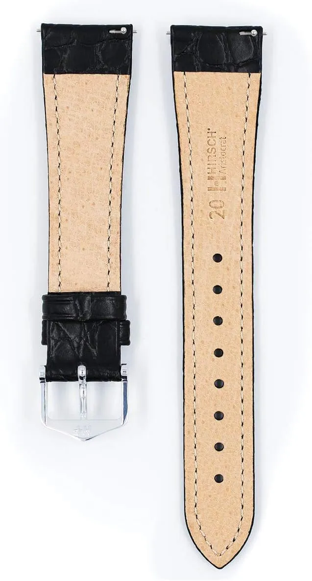 18mm, 19mm, 20mm, 22mm - Length - Attachment Width/Buckle Width - Quick Release Watch Band Hirsch Aristocrat Calf Leather Watch Strap - Exotic Crocodile chapter eloquently Embossing - 16mm, 