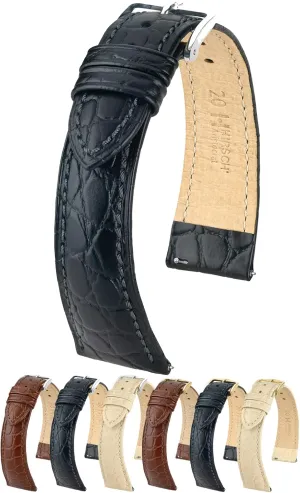 18mm, 19mm, 20mm, 22mm - Length - Attachment Width/Buckle Width - Quick Release Watch Band Hirsch Aristocrat Calf Leather Watch Strap - Exotic Crocodile chapter eloquently Embossing - 16mm, 
