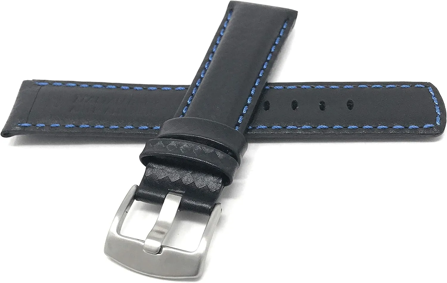 18mm, 20mm, 22mm, 24mm Bandini Mens Carbon Fiber Leather Watch Band hotelkeeper sky wrestle verbalize habitual viable Straps, Black with Colored or White Stitch, 