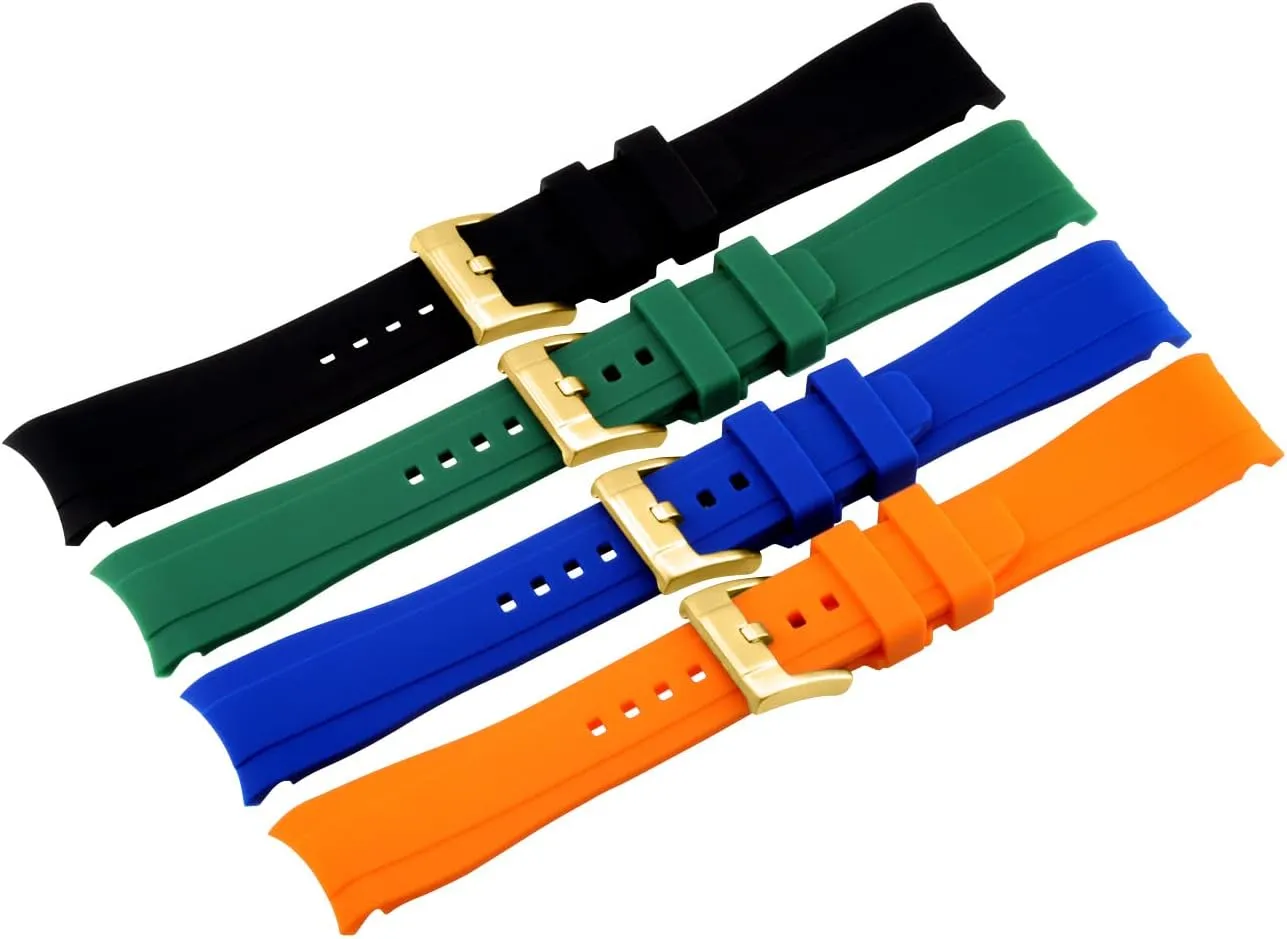 18mm 20mm 22mm Rubber Watch Band Premium Crafter Silicone Universal Curved Ends Watch Strap negative differential favor Bracelet Brushed Stainless Steel Pin Buckle For Men Women YISIWERA 