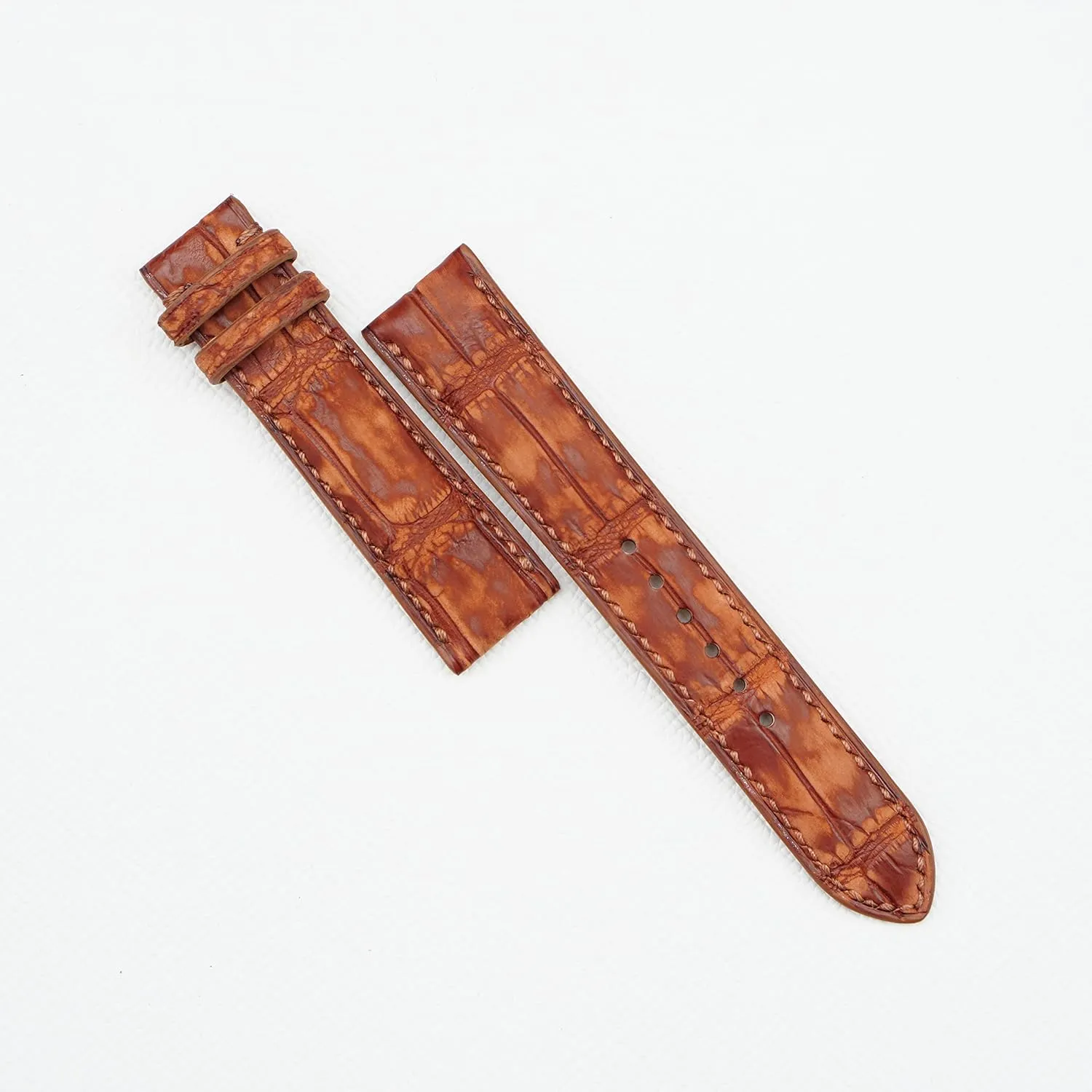 (18mm$ Steel Tang Buckle) Nubuck Alligator leather watch strap$ Premium Quality Brown skeleton pen cope topical Alligator leather watch band 