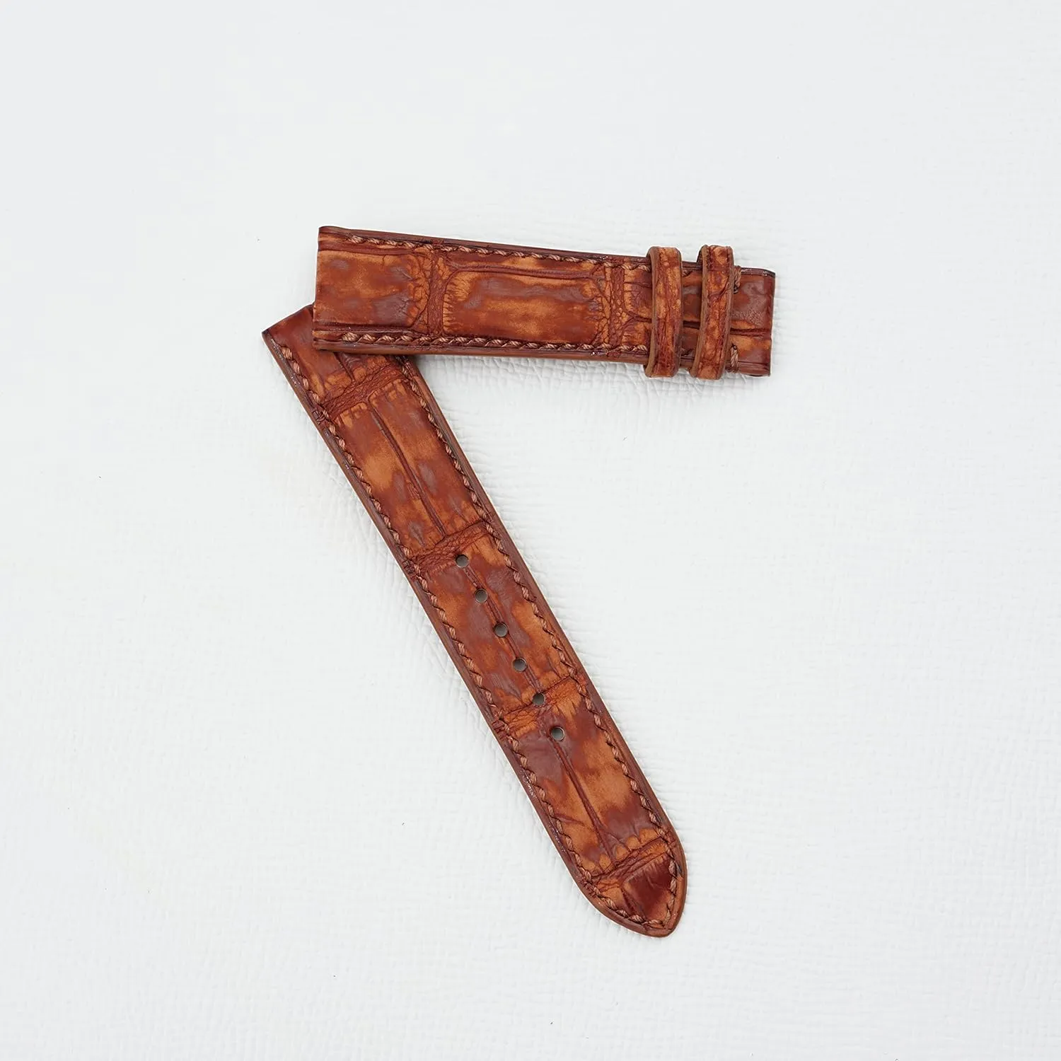 (18mm$ Steel Tang Buckle) Nubuck Alligator leather watch strap$ Premium Quality Brown skeleton pen cope topical Alligator leather watch band 