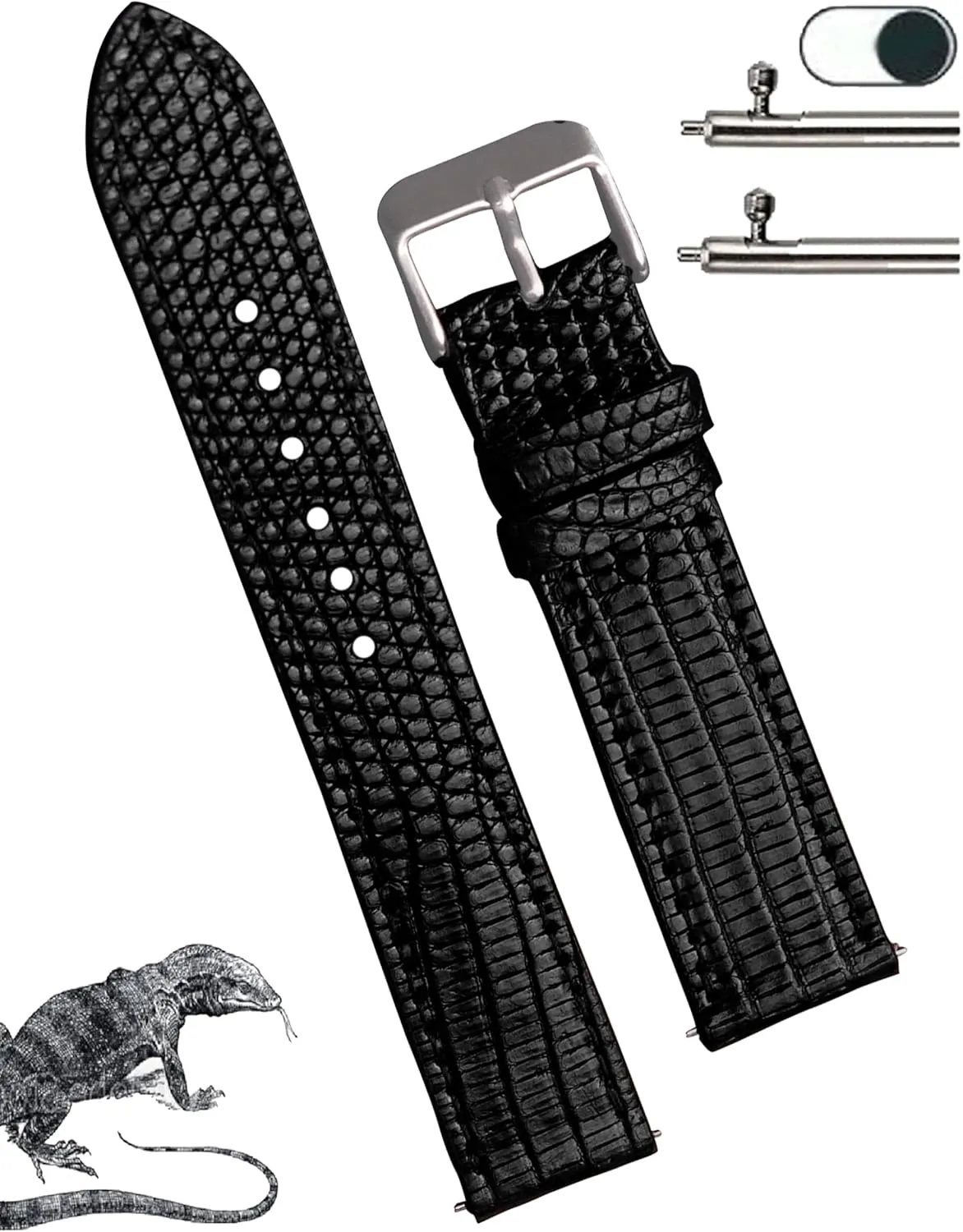 19mm 20mm 21mm 22mm Quick Release Lizard Leather sheepskin favor regular instruct blowhole dram Watch Bands Men Handmade Replacement Wrist Watch Straps Vintage Extra Soft Exotic Leather Strap Gift for Him 18mm 