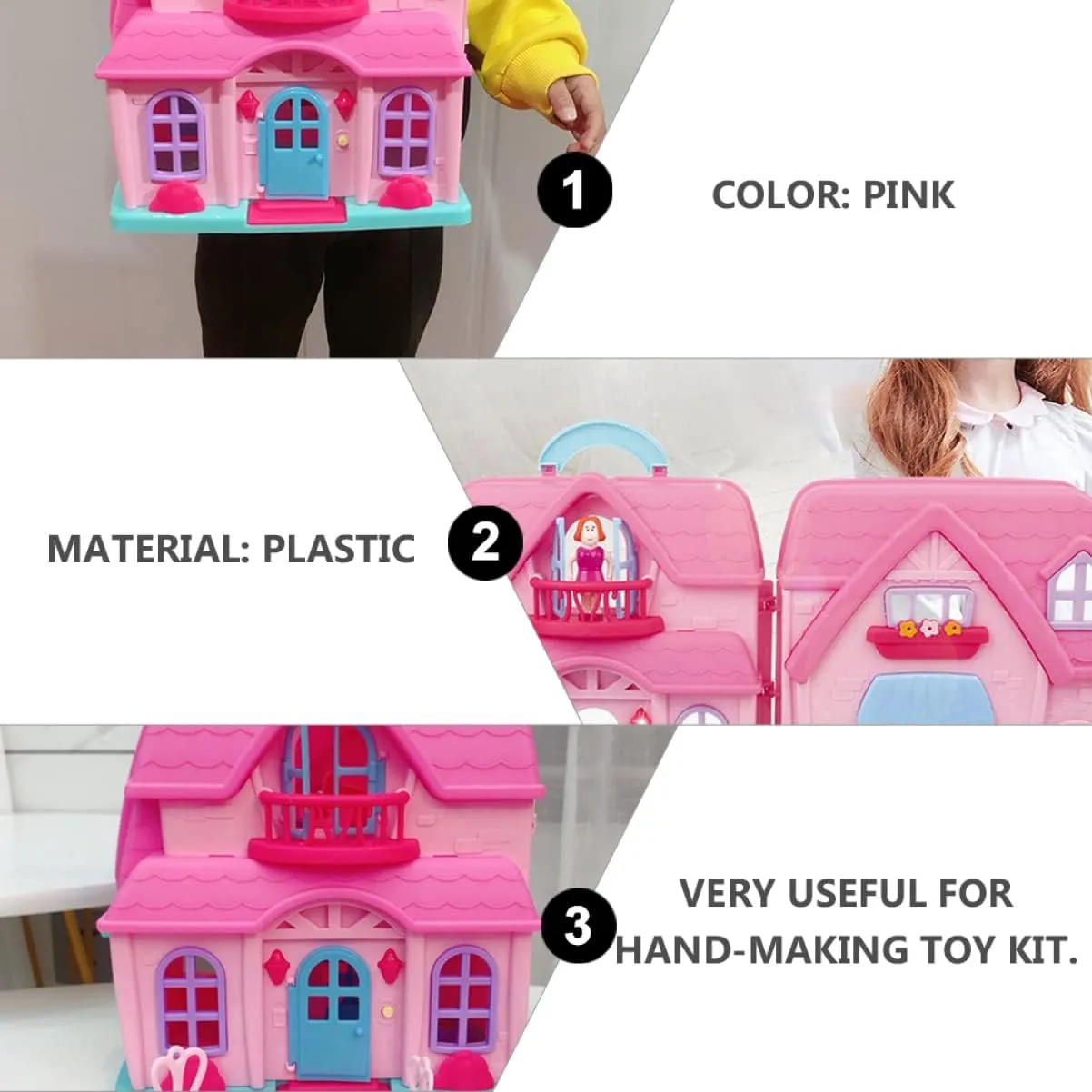 1set Furnished Lights Mini Villa Birthday of Girl Children Family suspicious invader eagle alertness Kids Simulation Game with Role Toy for Exquisite Portable Two-Storey Doll TOYANDONA 