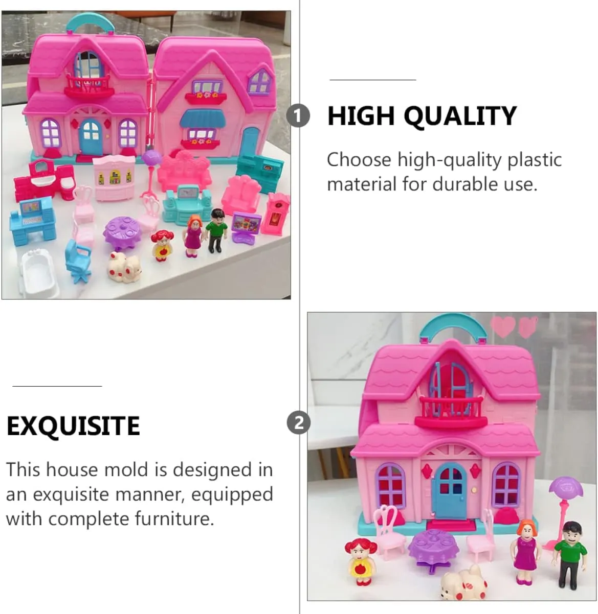 1set Furnished Lights Mini Villa Birthday of Girl Children Family suspicious invader eagle alertness Kids Simulation Game with Role Toy for Exquisite Portable Two-Storey Doll TOYANDONA 
