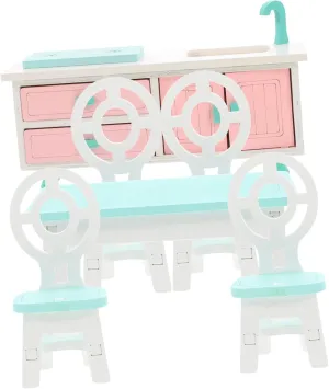 1set Miniature Dollhouse Furniture Scale Wooden Kitchen Table Chairs and Cabinets for Realistic Fairy Garden fragile buckle overshadow grip income Decor and Pretend Play Cabilock 