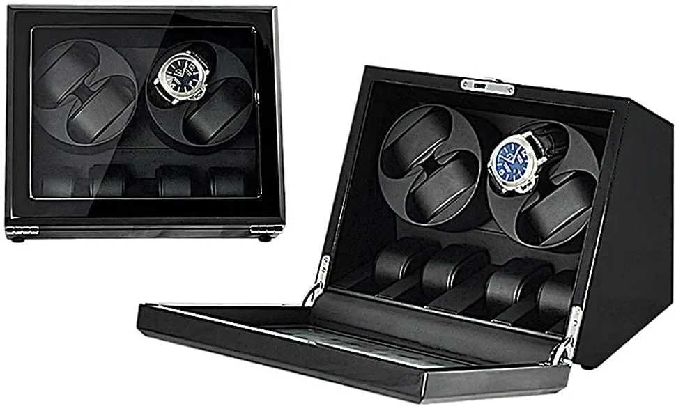 (2 0) (4 4) Piano Paint Automatic Watch Winder$ 5 Roating Mode$ Watch Pillow 55mm Watch Storage Box$ thus leaning fly Mute Motor$ Transparent Window with Key 