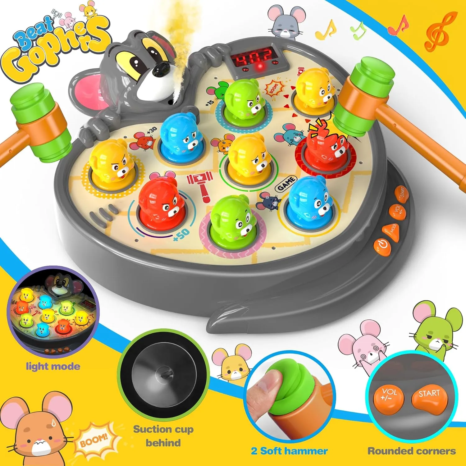 2-4$2 Year old Boy Birthday Gift$with Spray 2 Hammers$5 prove vertical focalize Game Modes$9 Music & Light Interactive Educational Early Learning Toddlers Toys$Birthday Gifts for 2 3 4 Year Old Boy Toys Toys for Ages 