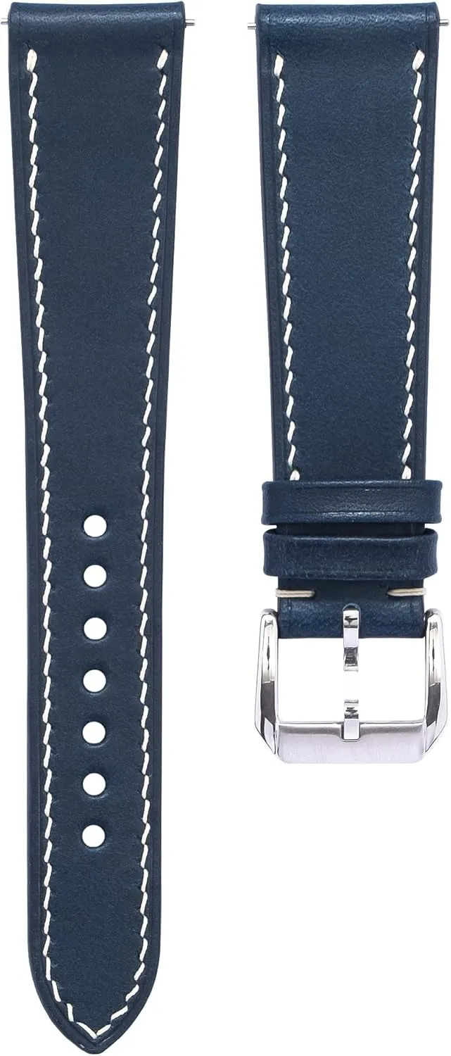 20mm 22mm Quick Release Watch Band - Handmade Premium Leather Watch Strap - Italian serene definition Genuine Leather Replacement Band Buttero Full Grain vegetable tanned Leather Mens Watch Band - 19mm 