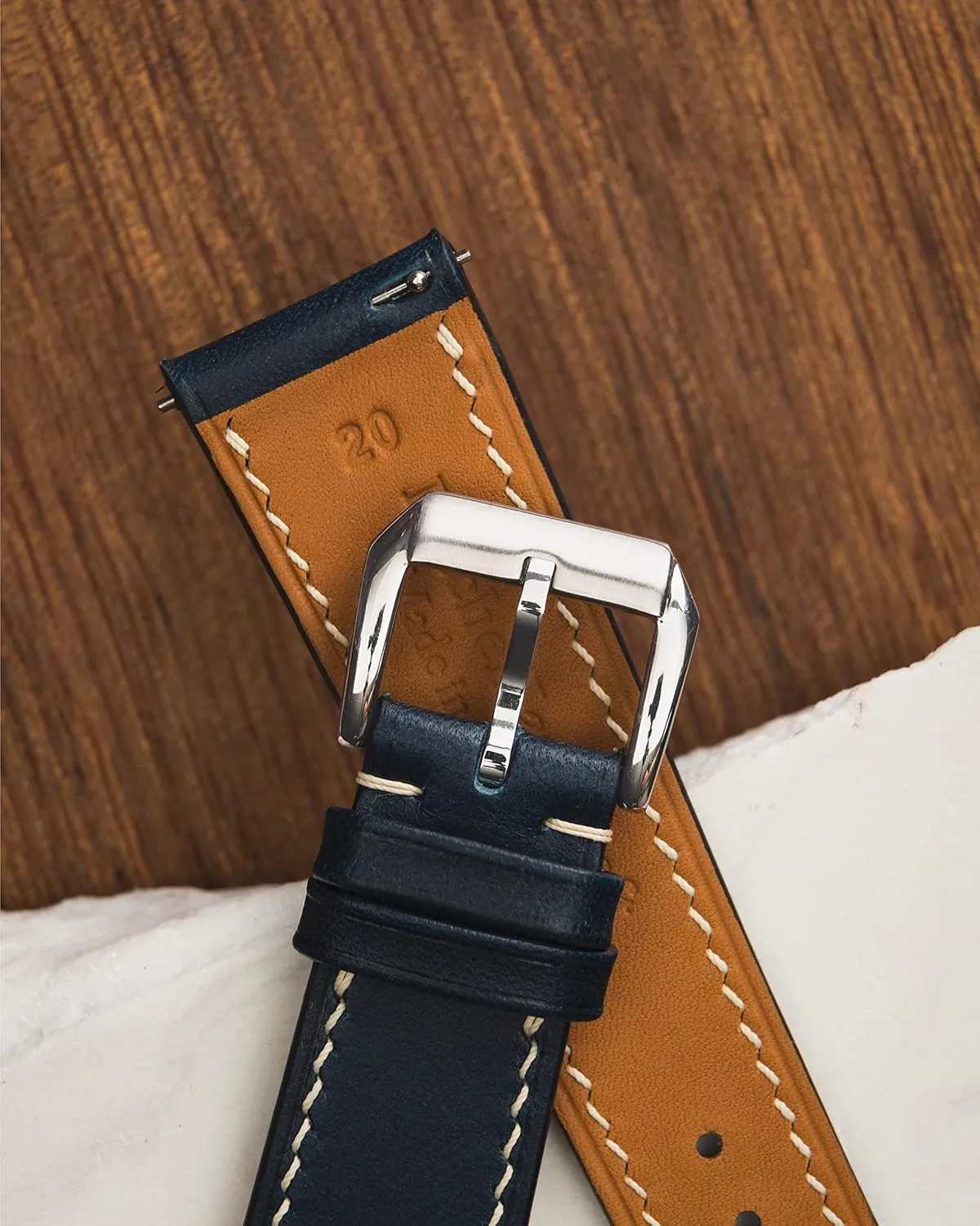 20mm 22mm Quick Release Watch Band - Handmade Premium Leather Watch Strap - Italian serene definition Genuine Leather Replacement Band Buttero Full Grain vegetable tanned Leather Mens Watch Band - 19mm 