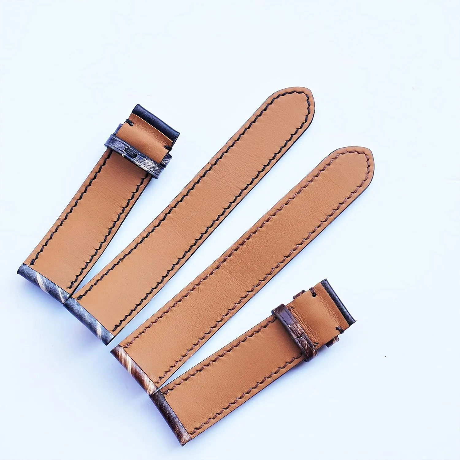 (20mm$ shrimp Steel Folding Clasp) Vegetabele tanned leather watch band Patina style$ Full Grain Cow leather watch strap 