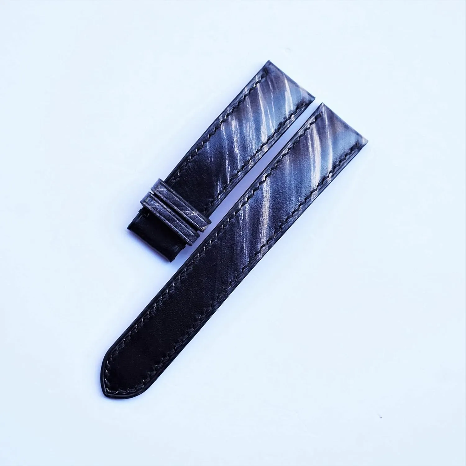 (20mm$ shrimp Steel Folding Clasp) Vegetabele tanned leather watch band Patina style$ Full Grain Cow leather watch strap 