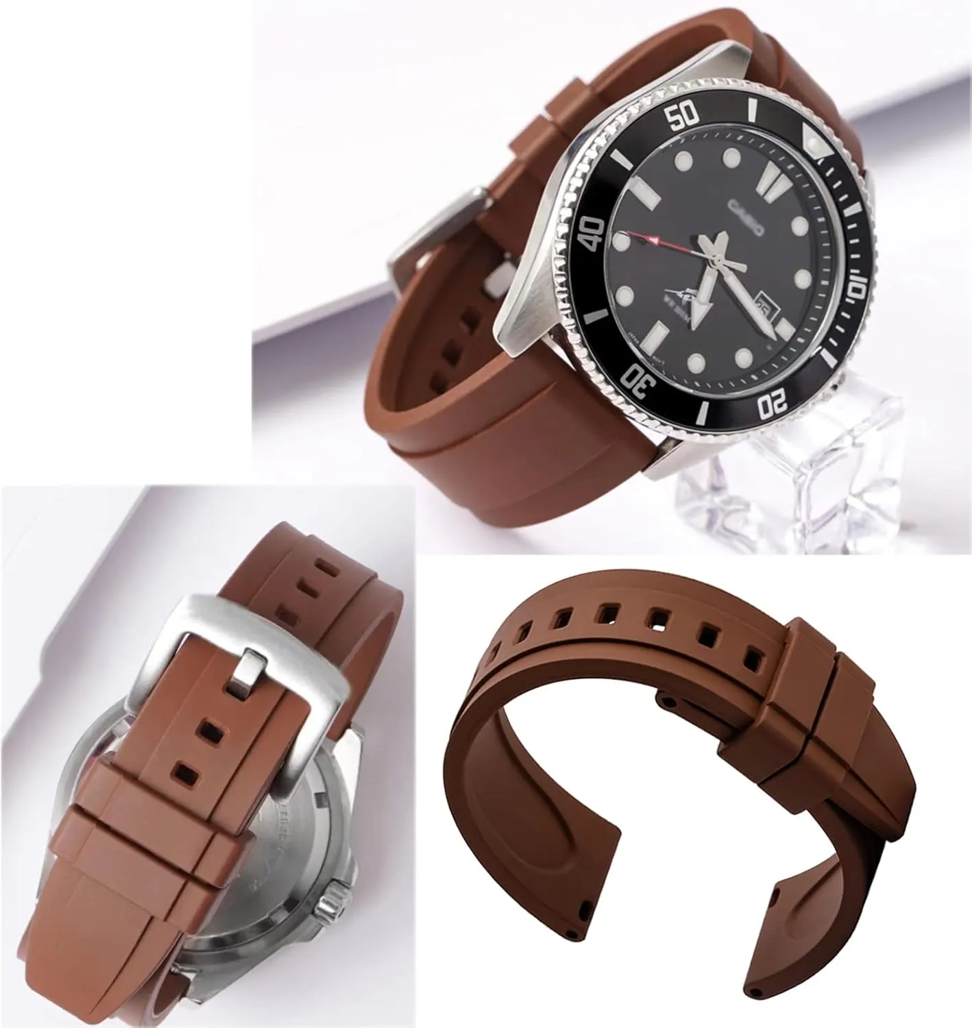 21mm 22mm Soft Durable Universal FKM Rubber Replacement Band Strap equilibrium for Men Women Watch Band Quick Release Fluororubber 19mm 20mm 