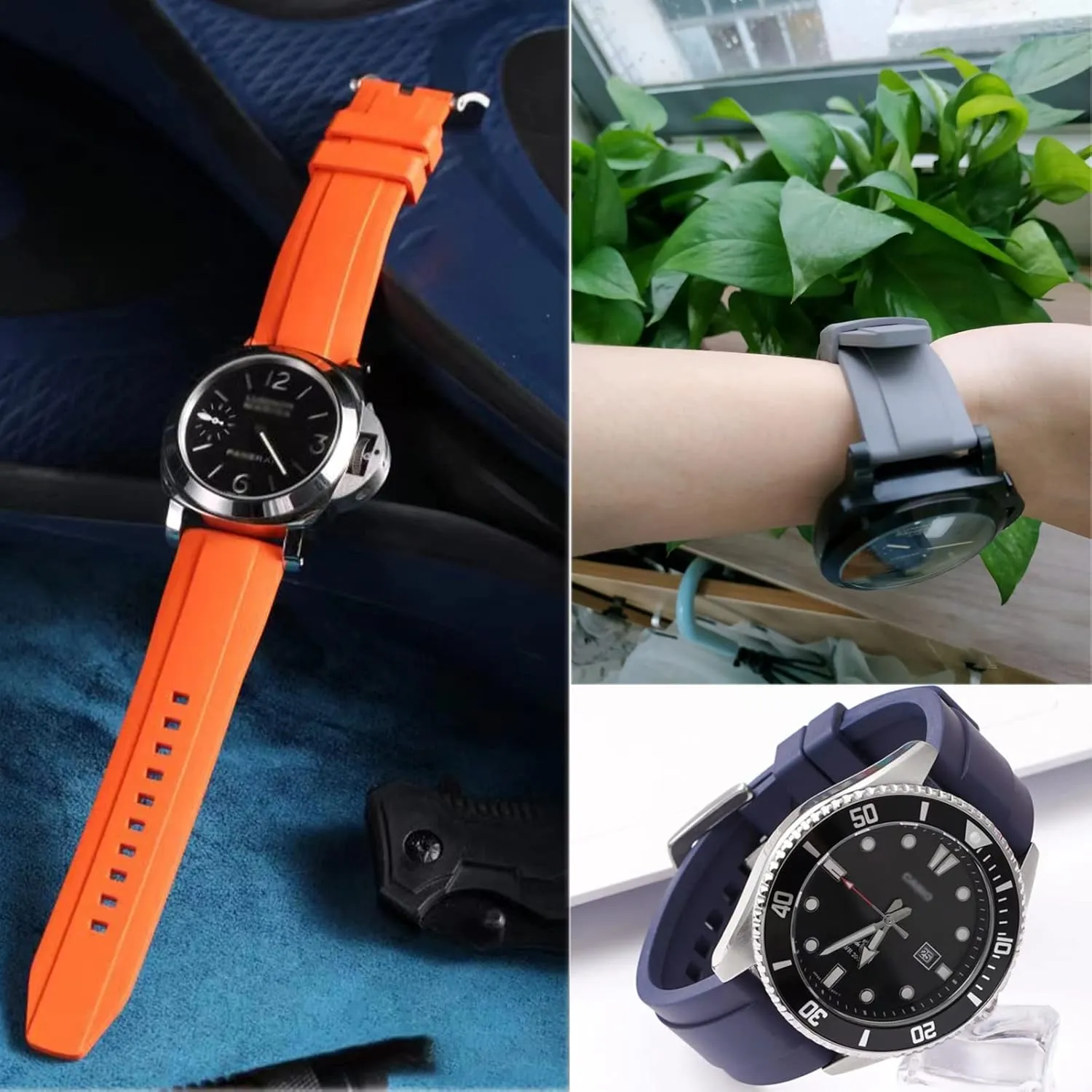 21mm 22mm Soft Durable Universal FKM Rubber Replacement Band Strap equilibrium for Men Women Watch Band Quick Release Fluororubber 19mm 20mm 