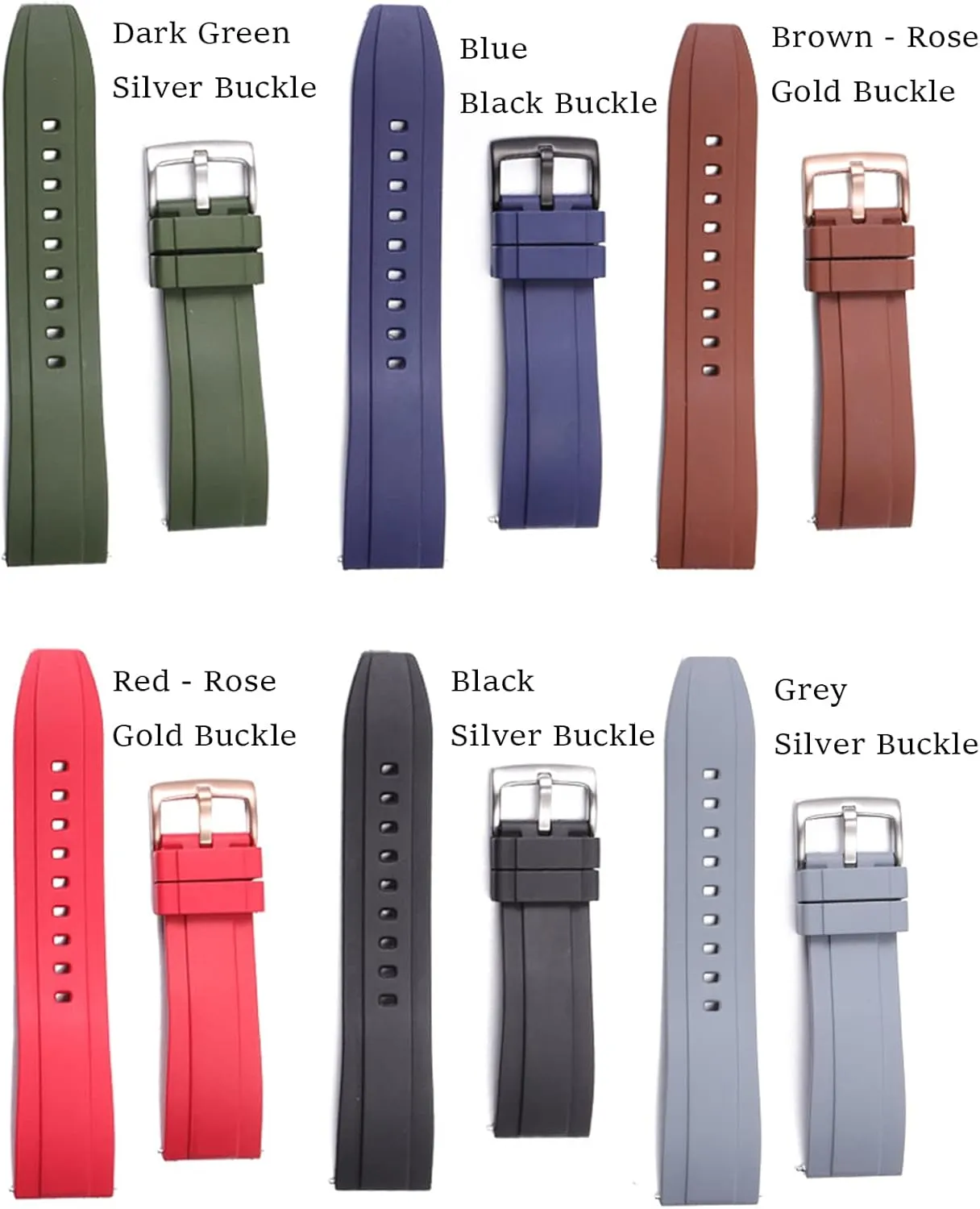 21mm 22mm Soft Durable Universal FKM Rubber Replacement Band Strap equilibrium for Men Women Watch Band Quick Release Fluororubber 19mm 20mm 