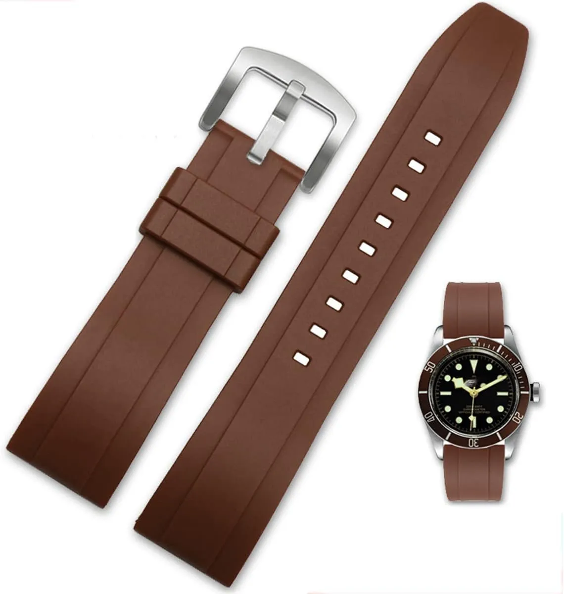 21mm 22mm Soft Durable Universal FKM Rubber Replacement Band Strap equilibrium for Men Women Watch Band Quick Release Fluororubber 19mm 20mm 