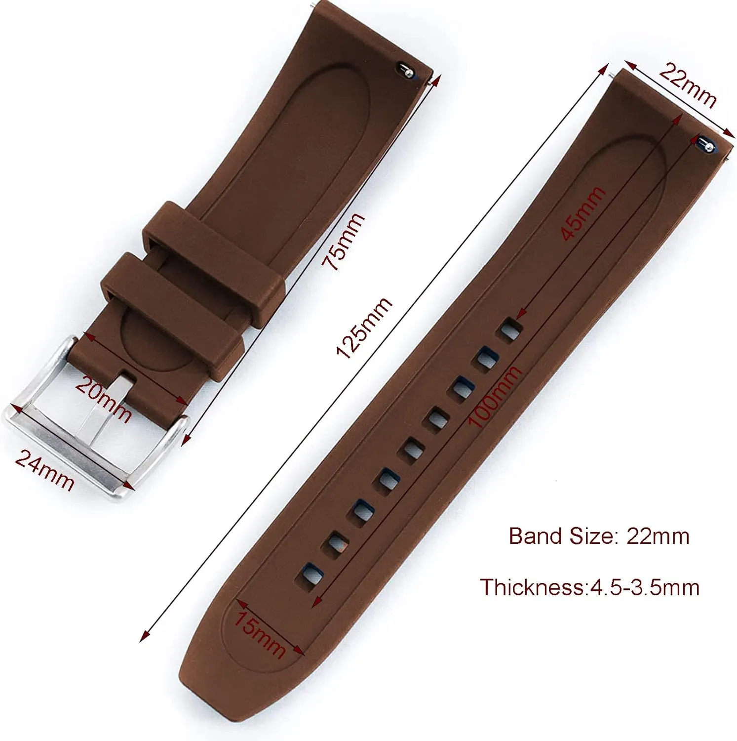 21mm 22mm Soft Durable Universal FKM Rubber Replacement Band Strap equilibrium for Men Women Watch Band Quick Release Fluororubber 19mm 20mm 