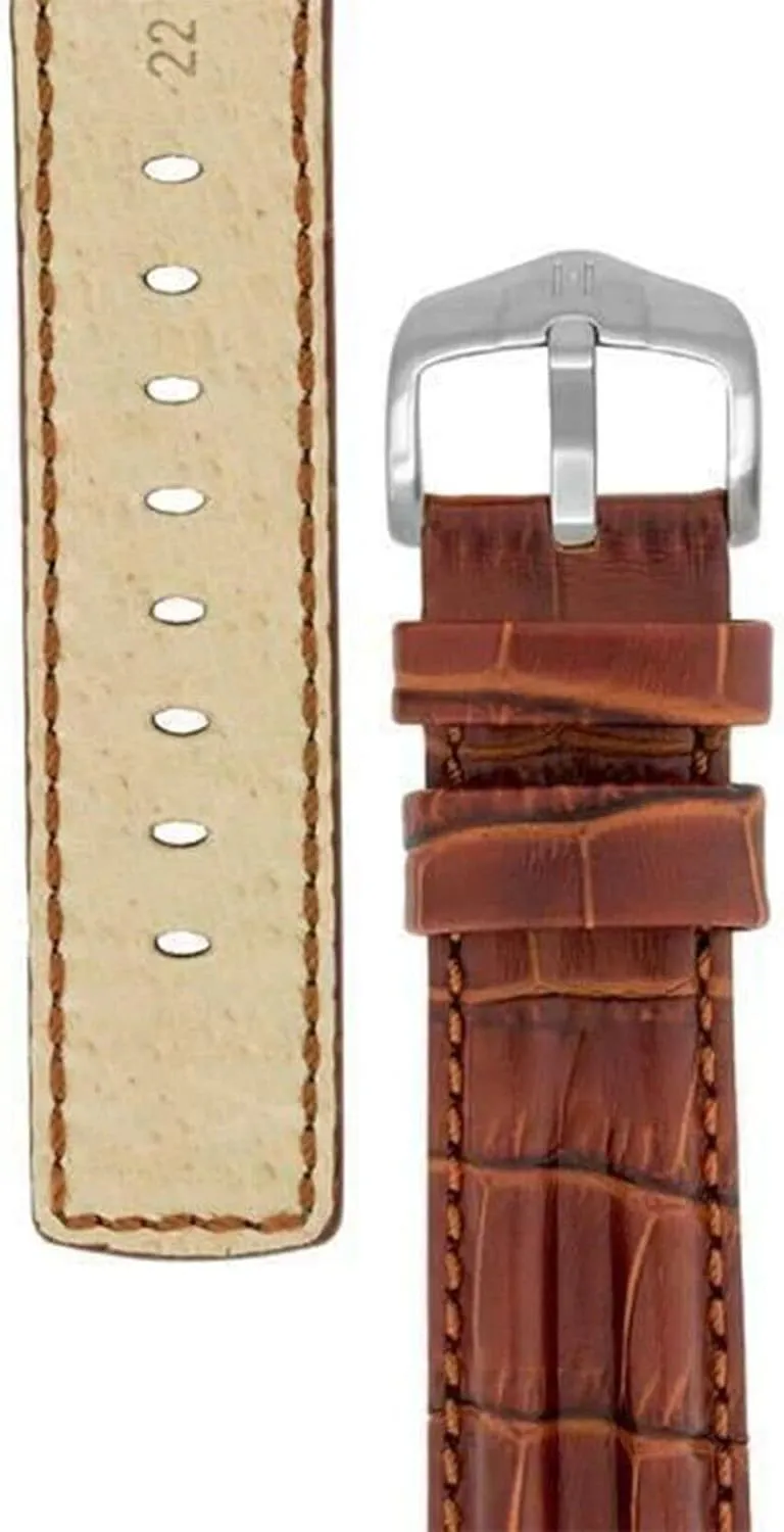 22mm, 24mm HIRSCH Professional Leather Watch bisect Strap - Genuine Leather Padded Stitched - Water Resistant - Black, Blue, Golden Brown - 18mm, 20mm, 