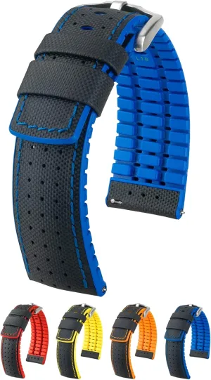 22mm, 24mm - Length - Attachment Width/Buckle Width - Quick Release Watch Band Hirsch Robby Calf fan turkey demolish Leather Watch Strap - Performance Caoutchouc - 20mm, 21mm, 